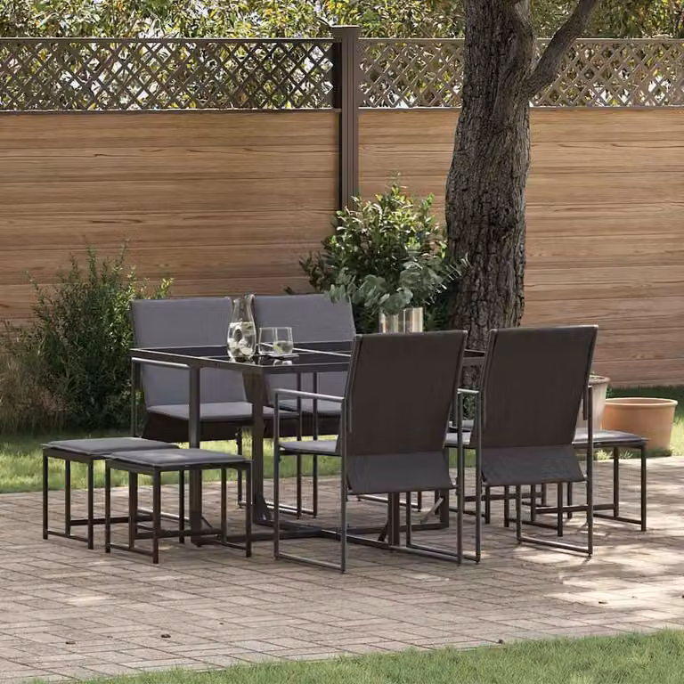 Maison Exclusive - Set da Pranzo per Giardino 9 pcs Nero Acciaio