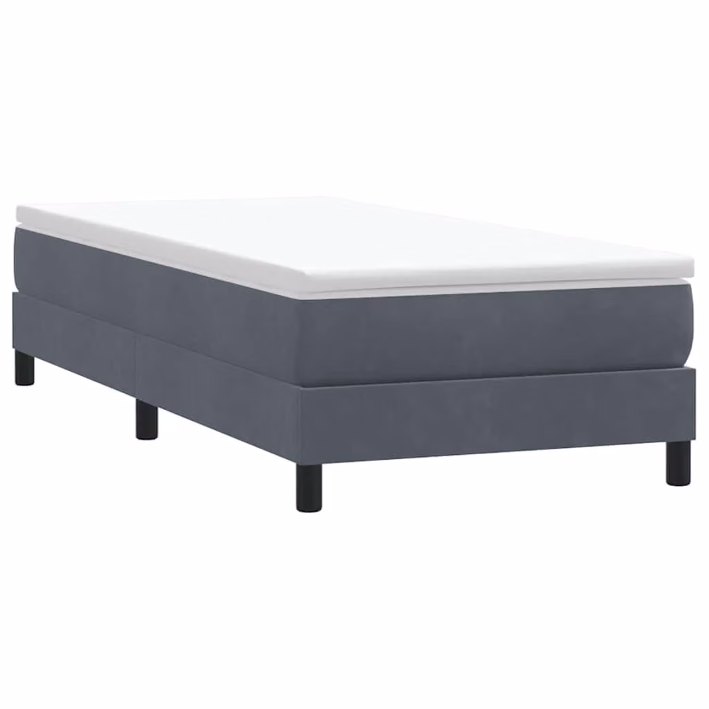 vidaXL Giroletto a Molle in Velluto Grigio senza Materasso L: 90 cm, H: 213 cm