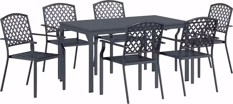 Set da Pranzo per Giardino 7 pcs Antracite