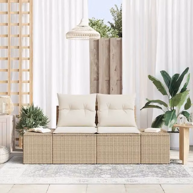 Divano da giardino-Sofa da Giardino-Divano da esterno Beige 123 x 62 x 69cm polyrattan 260101