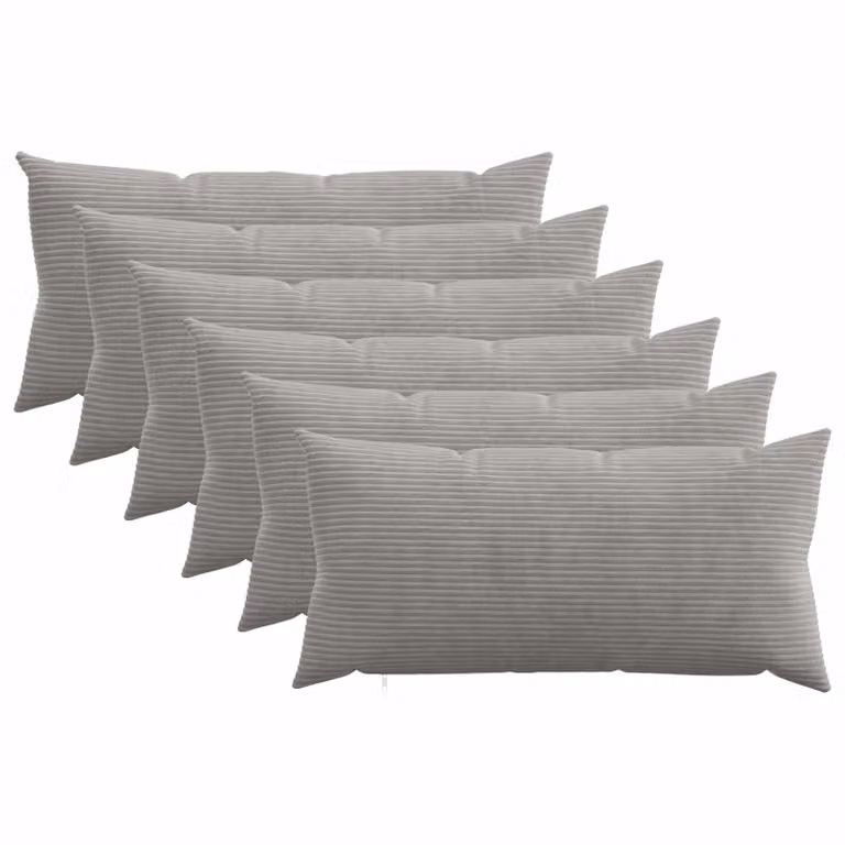 Set di 6 federe vidaXL HEERLEN in velluto a coste, Grigio Chiaro, 40 x 80 cm
