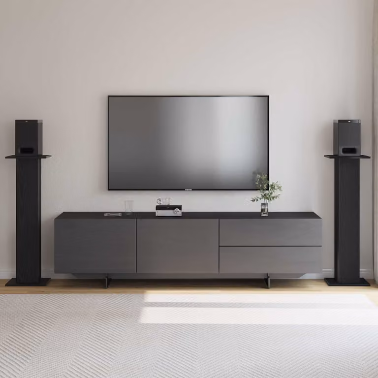 vidaXL Supporti per Altoparlanti 2 pz Rovere Nero H 95 x L 30 x P 30 cm
