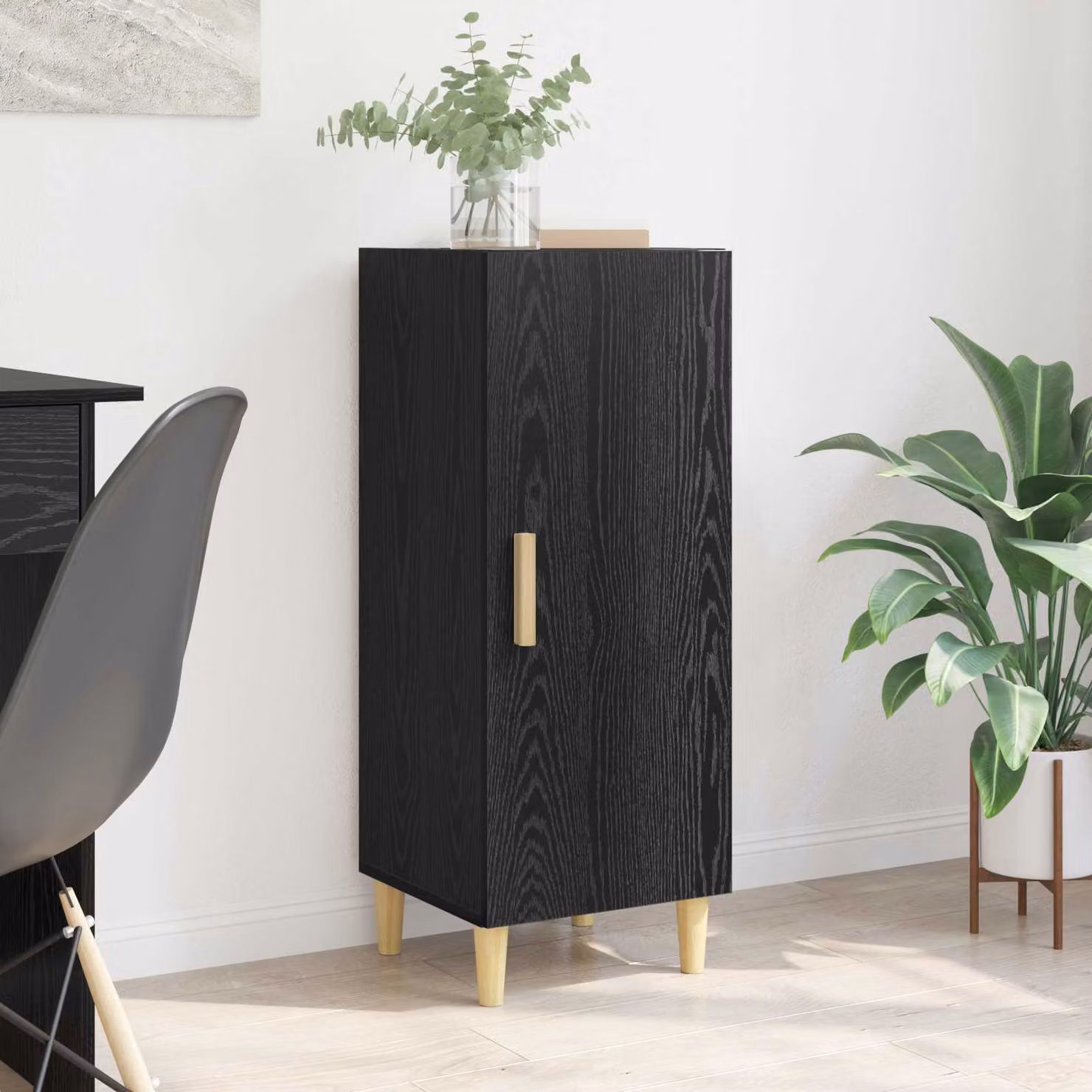 vidaXL Credenza Moderna in MDF Nero Opaco L: 34,5 cm, P: 34 cm, H: 90 cm