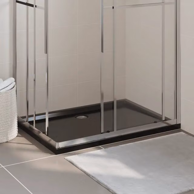 Piatto doccia rettangolare vidaXL in plastica nera L: 120 cm, P: 80 cm – 1