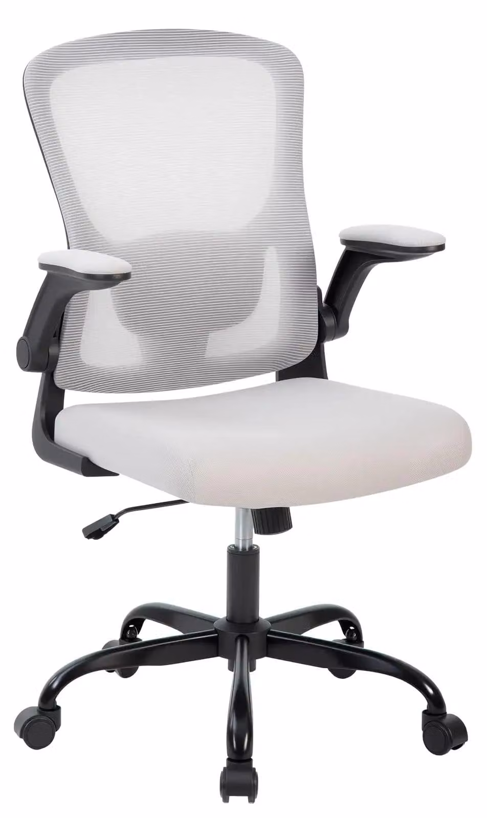 Sedia da ufficio ergonomica - Sedia da ufficio - Regolabile in altezza - Supporto lombare regolabile - Braccioli ripiegabili - Schienale alto - Tessuto a rete - Grigio chiaro