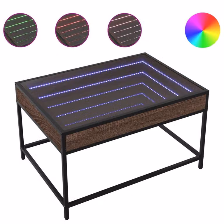 Tavolino da Salotto con LED Infinity Rovere Marrone 70x50x41 cm