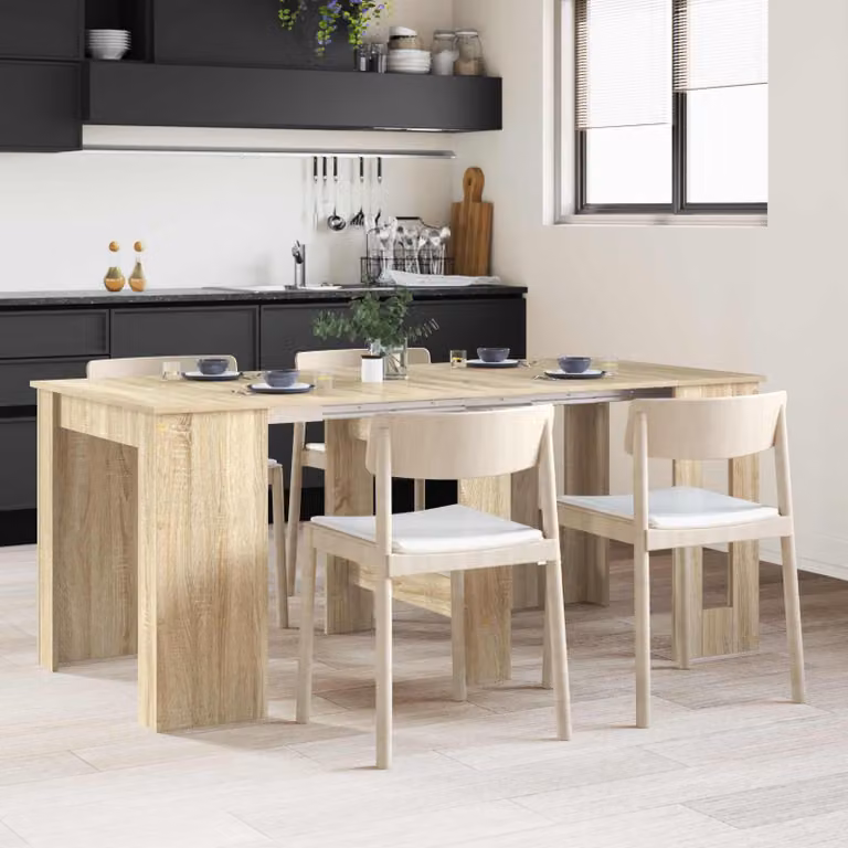 vidaXL Tavolo da pranzo moderno rettangolare in legno ingegnerizzato marrone e beige L: 180 cm, P: 85 cm, H: 75 cm
