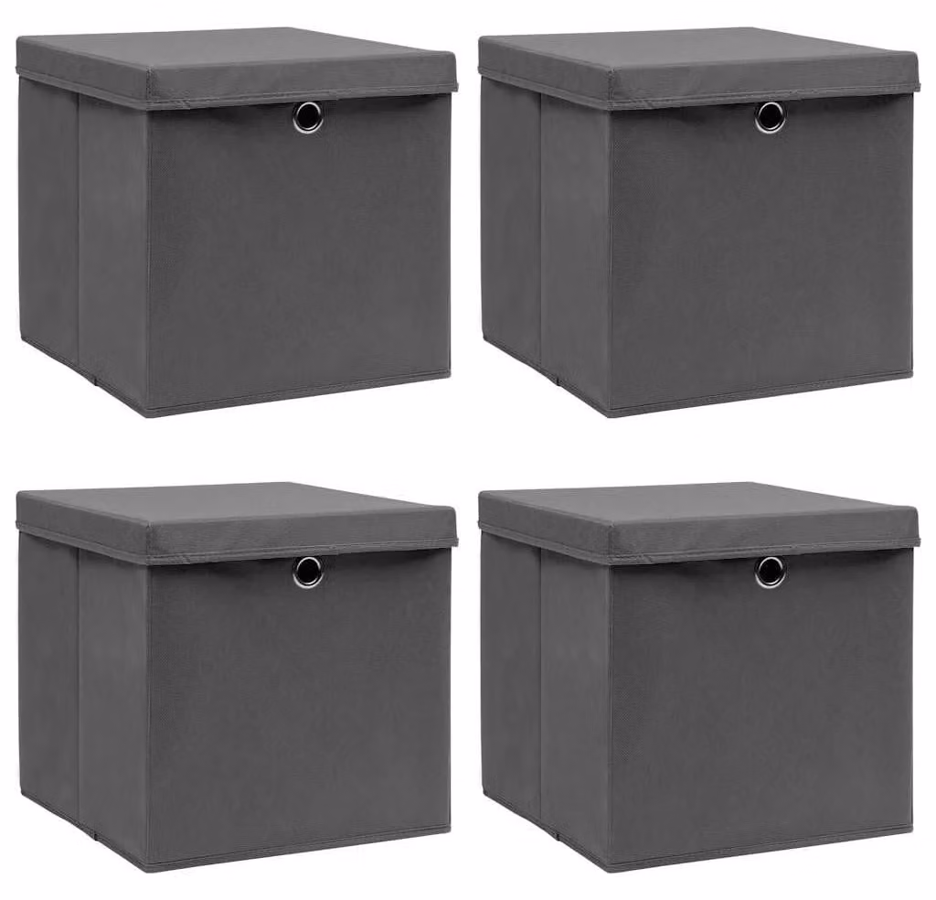 Set di 4 contenitori pieghevoli (grigi, 32 x 32 x 32 cm)