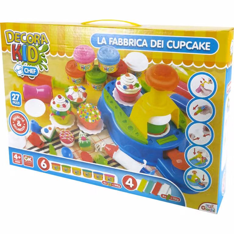 TU GIOCHI Decora Kid Fabbrica dei Cupcake con pasta modellabile multicolore