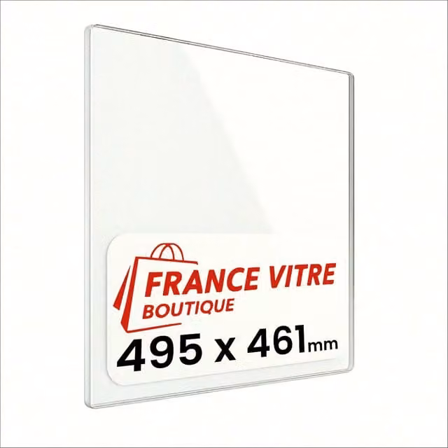 495 x 461 x 4 mm - Vetro per stufa a legna - vetro camino di ricambio - vetro per caminetto resistente al fuoco - France Vitre
