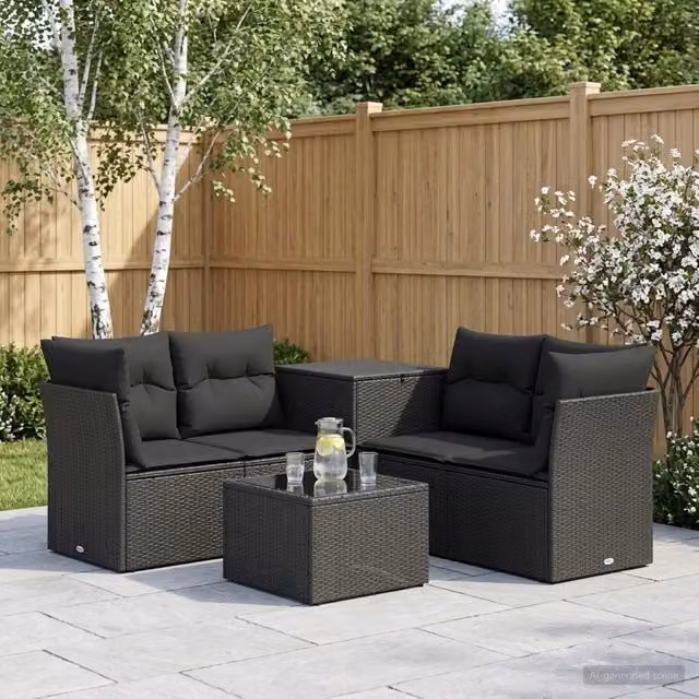 Set di divani 6 pz Nero 55 x 55 x 37 cm 3447334