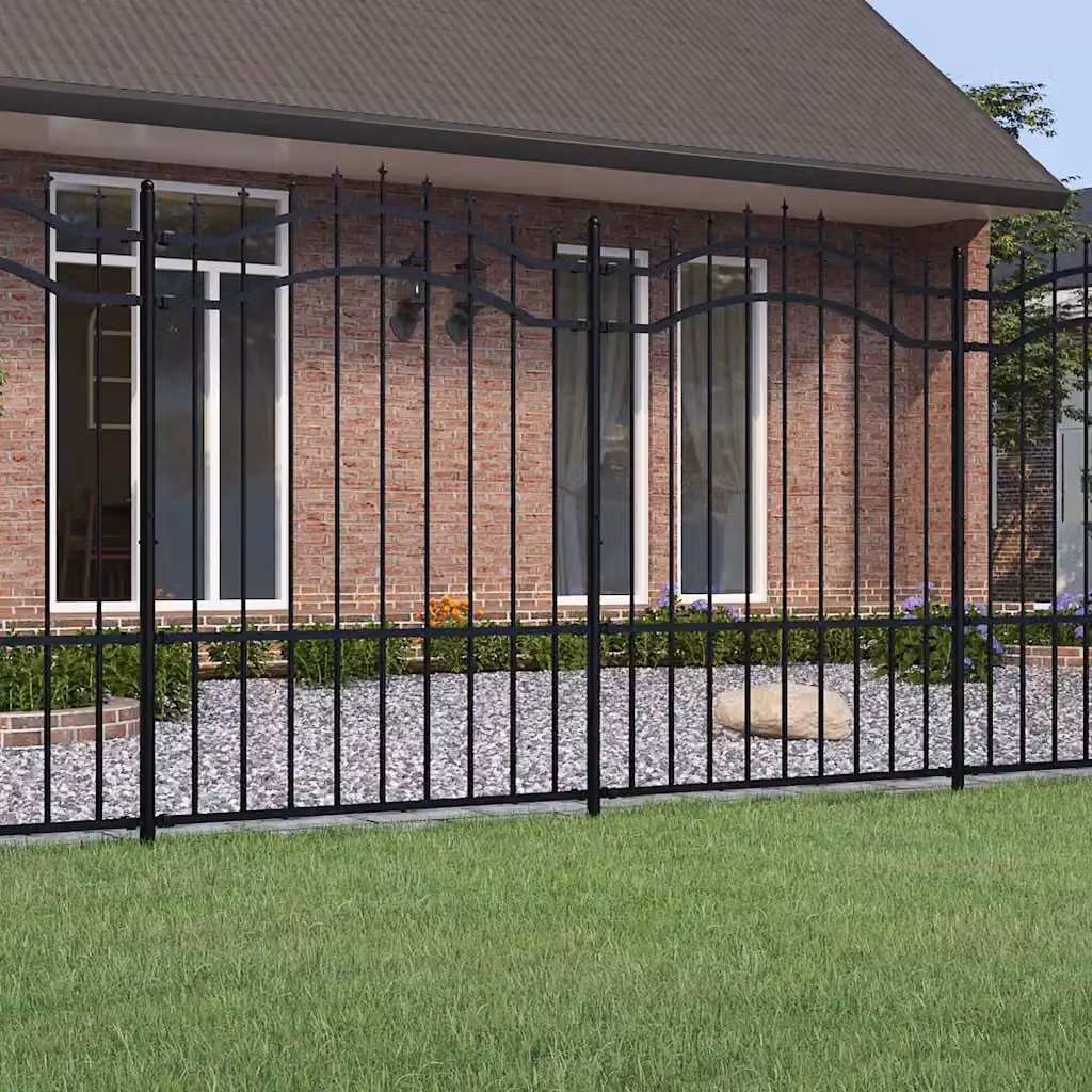 Recinzione da giardino vidaXL Woerden con punta a lancia in acciaio nero, L: 240 cm, H: 150 cm