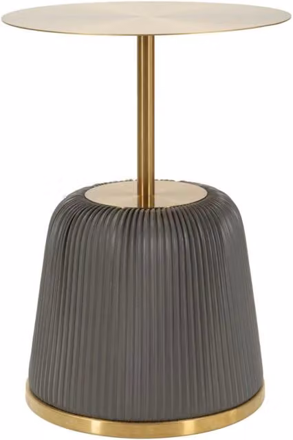 Tavolino Egle in metallo e PU grigio e oro O 40x55 cm