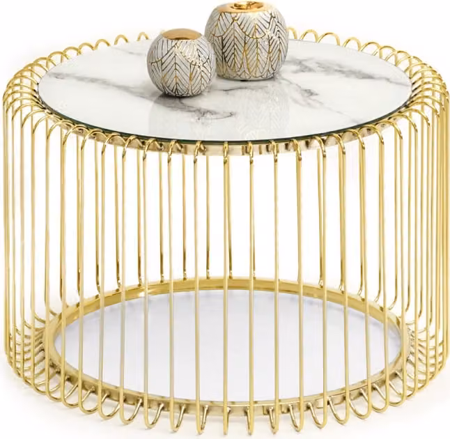 Tavolino da caffè di design IRAKLI - marmo oro / bianco