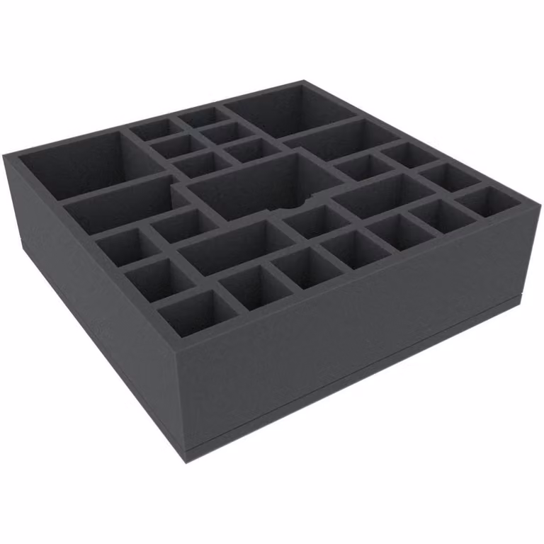 Inserto in schiuma da 285 x 285 x 85 mm con 27 scomparti per giochi da tavolo