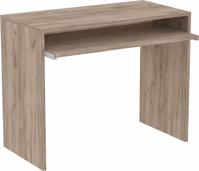Milani Home - scrivania moderna 90 x 45 x 74 cm con porta tastiera, rovere grigio, per studio e ufficio