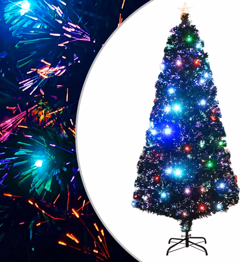 The Living Store Albero di Natale artificiale con supporto/LED 180 cm in fibra ottica