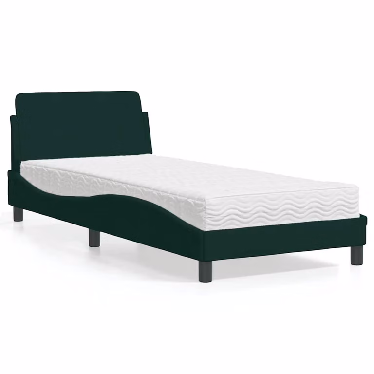 Letto con Materasso Dover vidaXL in Velluto Verde Scuro L/P/H: 90 x 190 cm