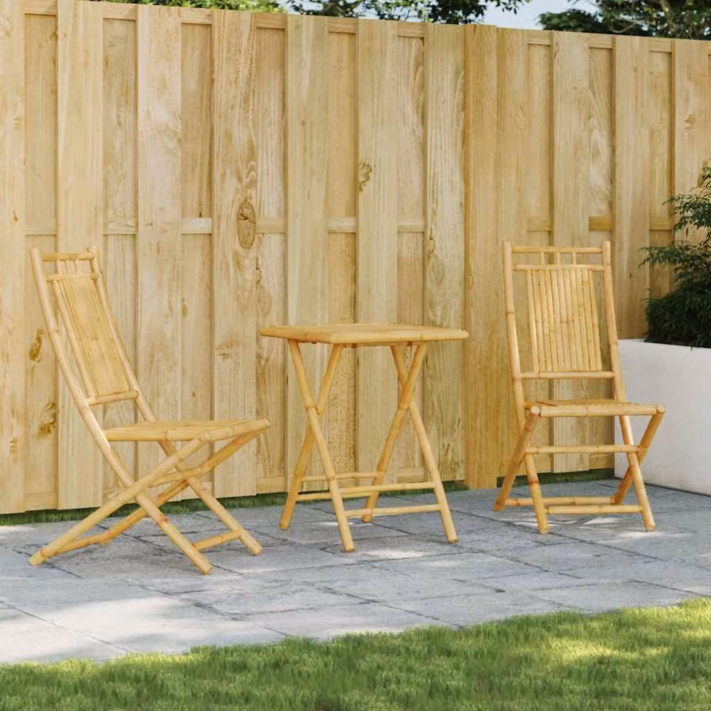Set da Bistrò 3 pz vidaXL in Bambù Beige per Giardino e Balcone – 1