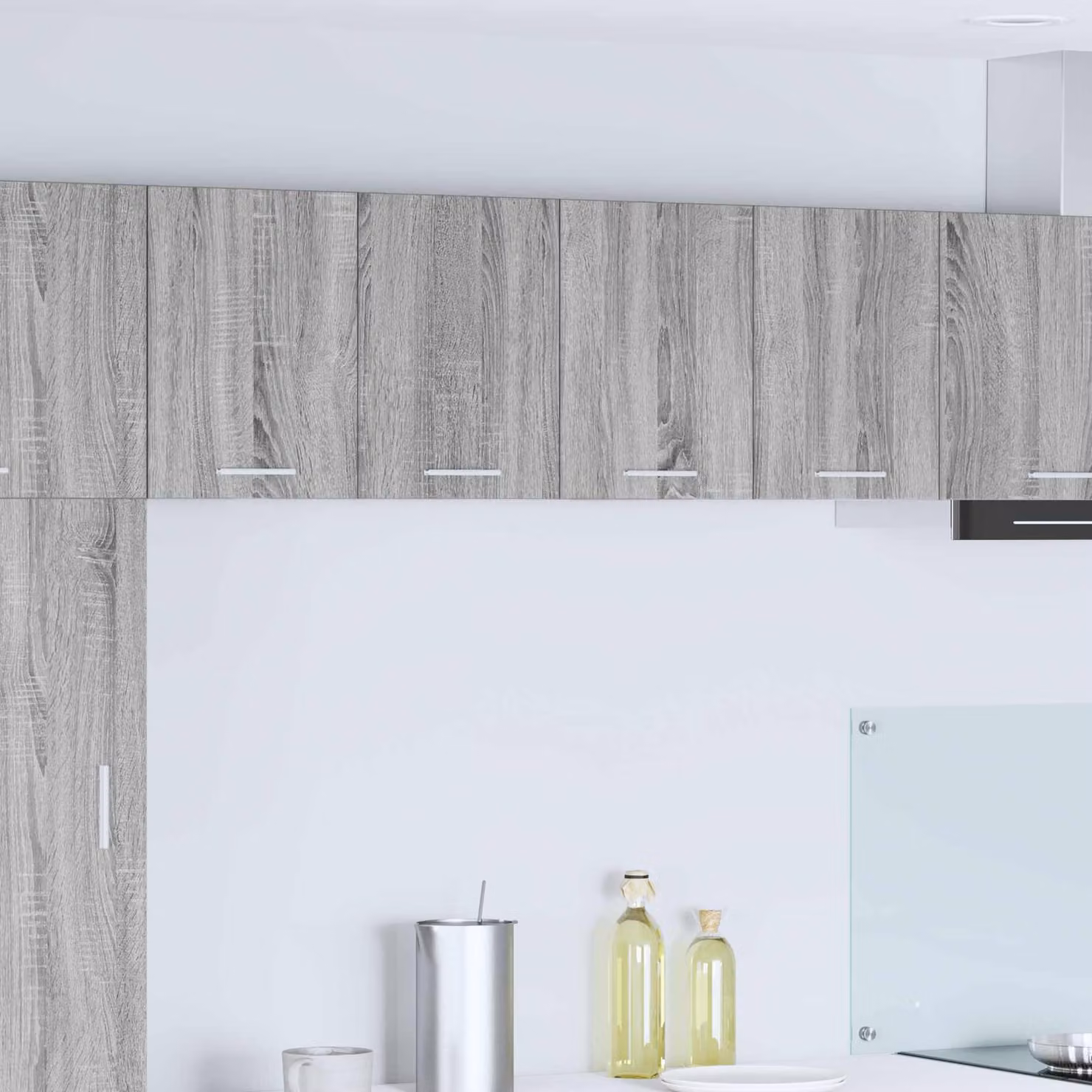 Set di 2 armadi pensili da cucina moderni vidaXL in MDF, colore Grigio e Bianco, L/P/H: 60 x 31 x 40 cm