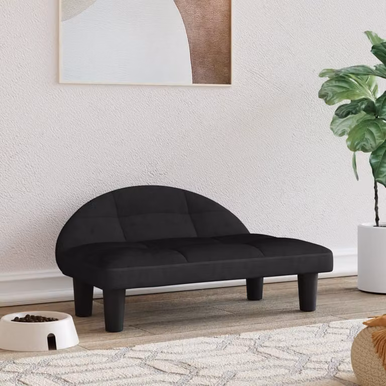 The Living Store Letto per cani nero 70x52x30 cm in velluto