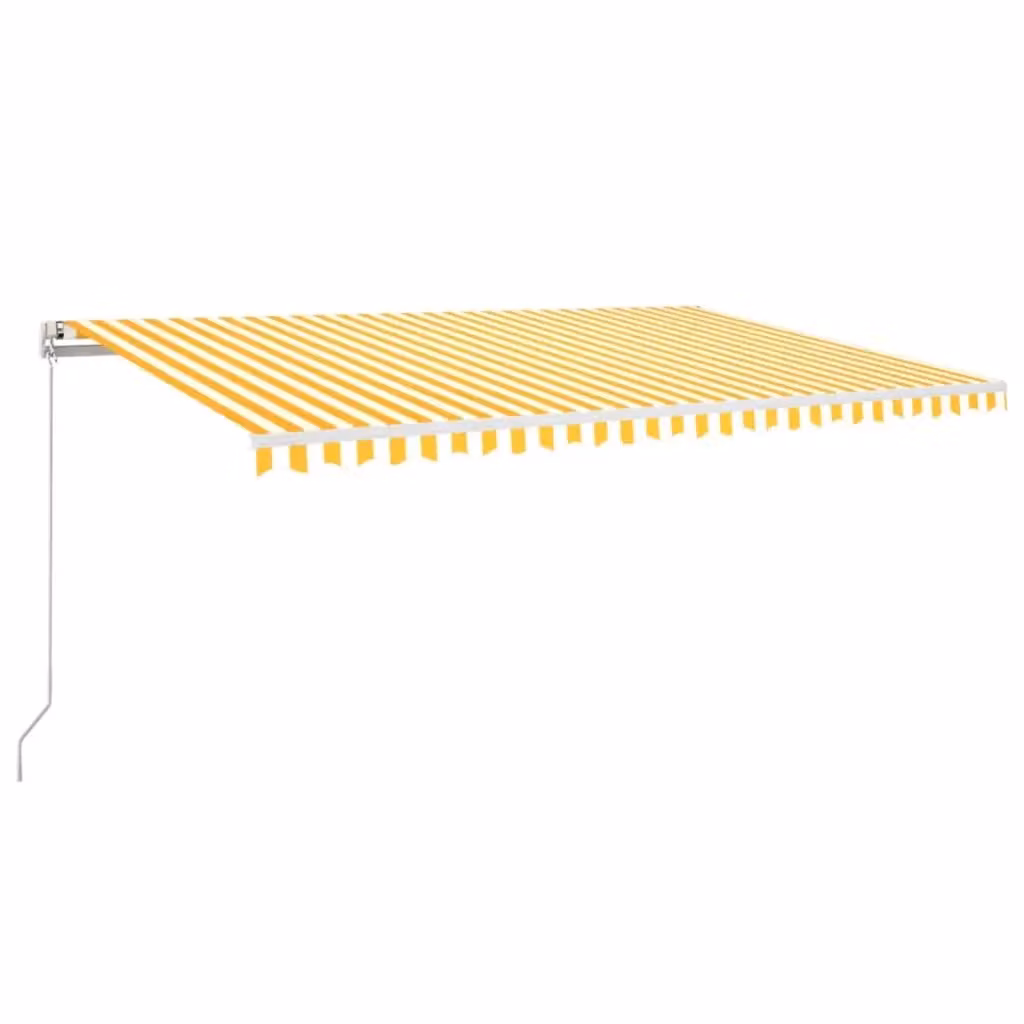 Tenda da sole retrattile vidaXL con bracci pieghevoli in alluminio e tessuto in poliestere, Giallo e Bianco, L: 500 cm, P: 300 cm – 2