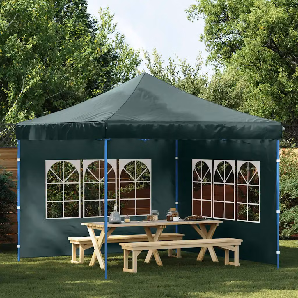 Set di 2 pareti per tendostruttura vidaXL in PE verde con finestra L 300 cm x H 195 cm – 1