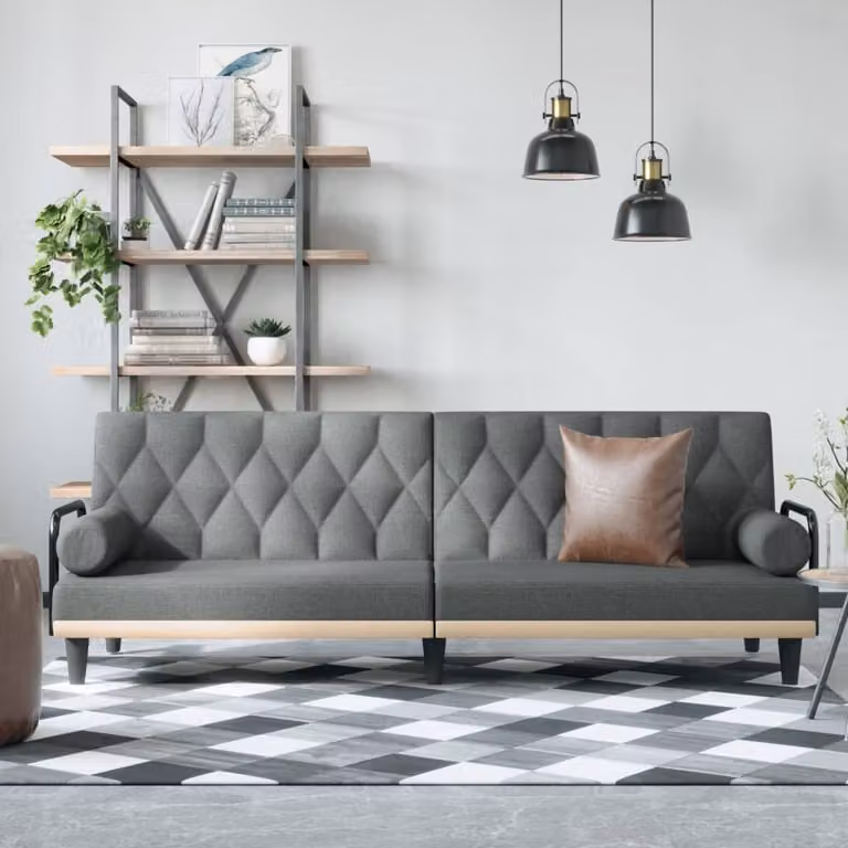 Maison Exclusive - Divano letto con braccioli, tessuto grigio scuro