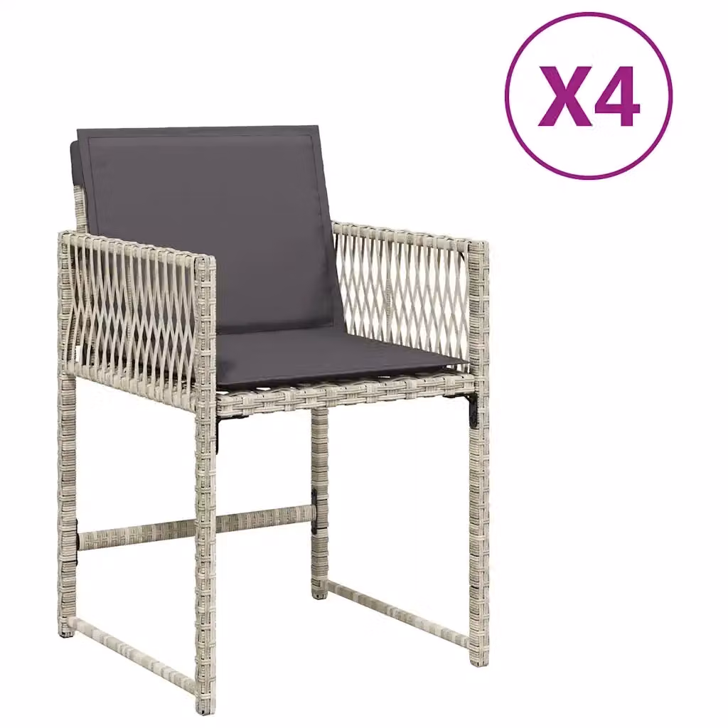 Set di 4 sedie da giardino vidaXL in polyrattan con cuscini grigio antracite e braccioli – 2