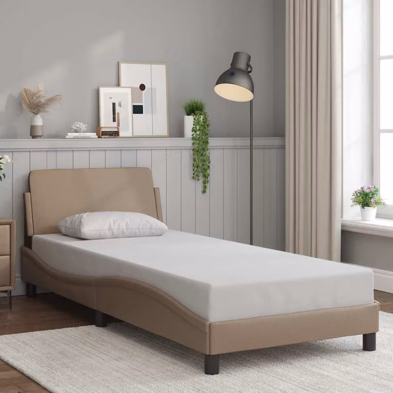 Giroletto vidaXL Dover Cappuccino in Similpelle con Doghe in Legno L/P/H: 80 x 200 x 85 cm