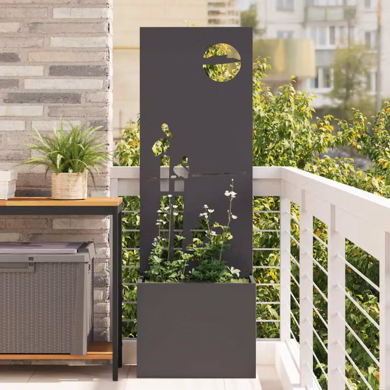 vidaXL Schermo per privacy in giardino traforato in acciaio nero L/P/H: 50 x 32 x 150 cm