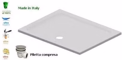 Piatto doccia rettangolare DOCCIABOX in resina bianca L: 120 cm, P: 76 cm, H: 3 cm