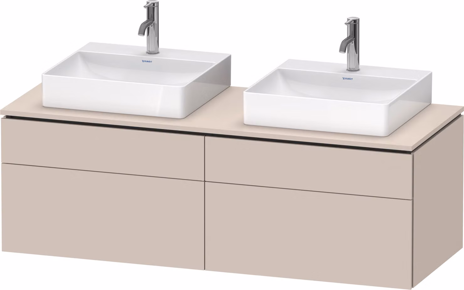 Duravit L-Cube Meuble sous-lavabo en console suspendu, avec plan de toilette en console, 4 tiroirs, pour deux vasques, 1420x482x550mm, LC4872B83830000, LC4872B83830000