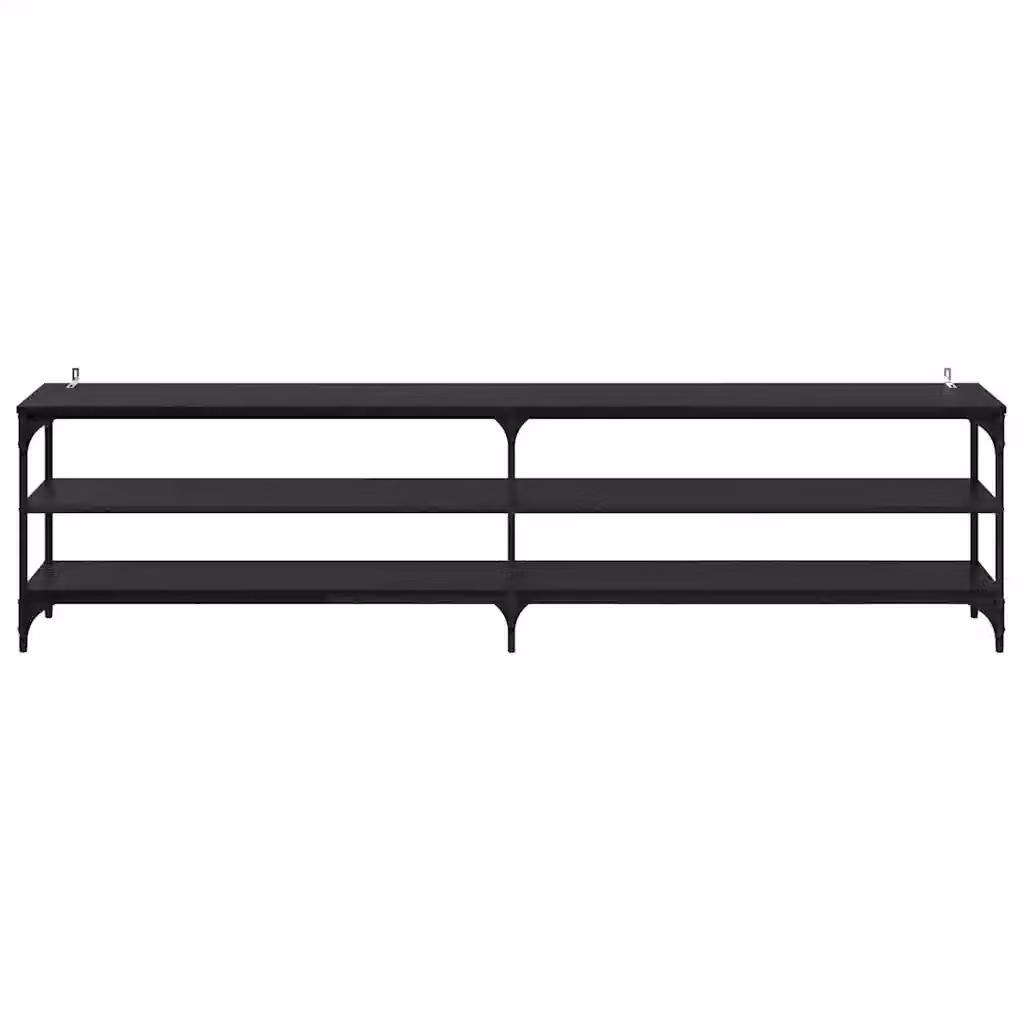 Mobile porta TV rustico in legno e metallo nero HELLOSHOP26 L: 200 cm, P: 50 cm, H: 30 cm – 2