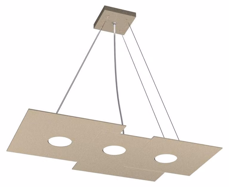 Sospensione Moderna Rettangolare Plate Metallo Sabbia 3 Luci Gx53