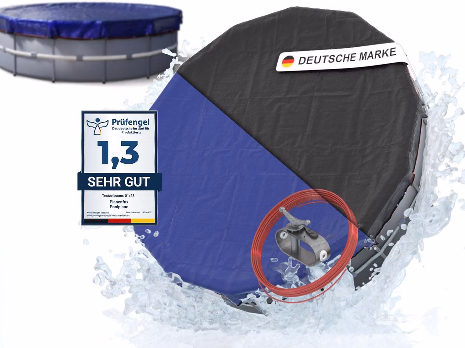 Copertura per piscina di circa 366 cm, telo copri-piscina 2-in-1 da 200 g/m² in PE, telo ombreggiante per piscina