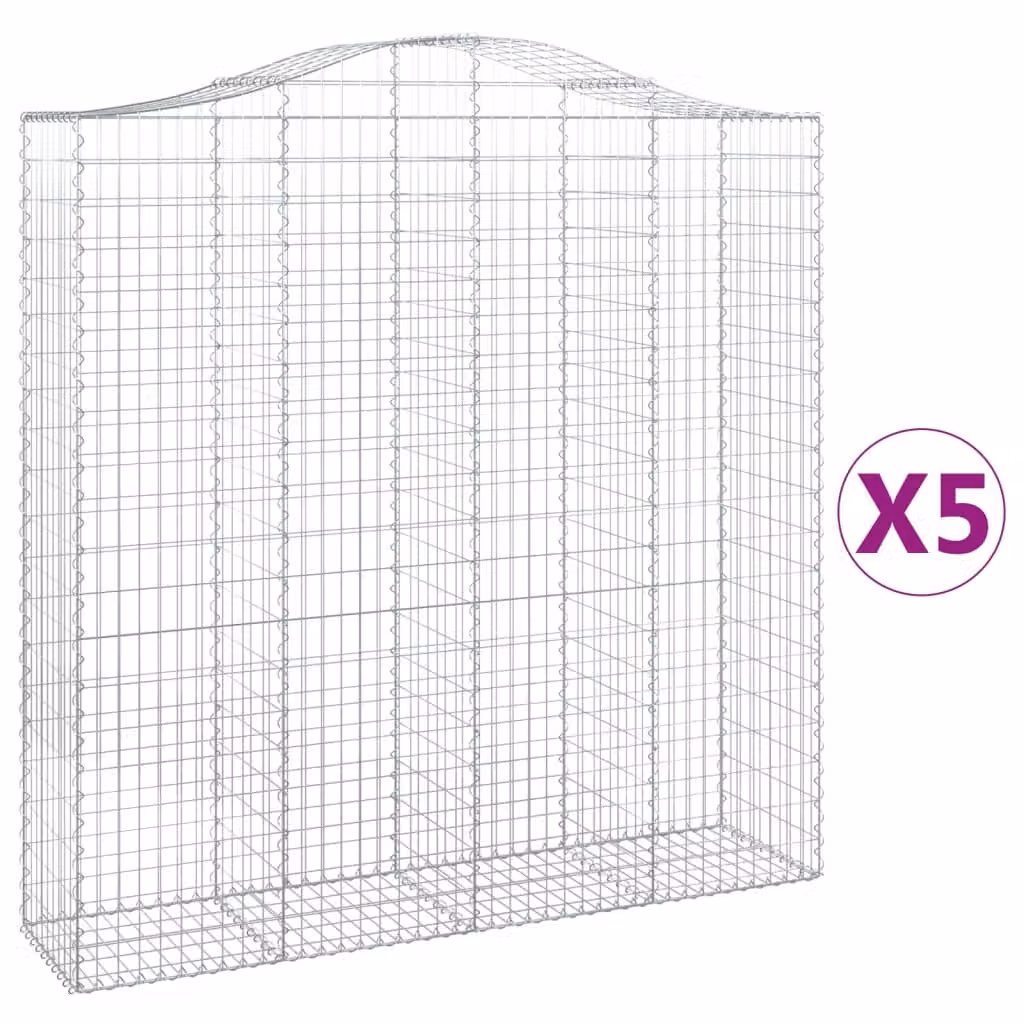 Cesti Gabbioni ad Arco 5 pz 200x50x200/220 cm Ferro Zincato