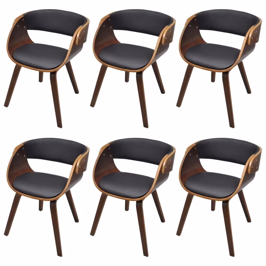 Set di 6 sedie da pranzo moderne vidaXL in similpelle marrone con struttura in legno – 2