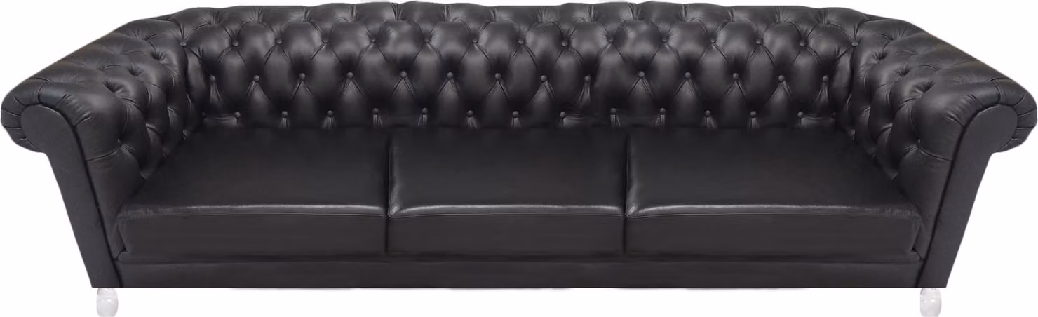 Chesterfield Schwarzes Edles Ledersofa Designer Wohnzimmer Polstercouch