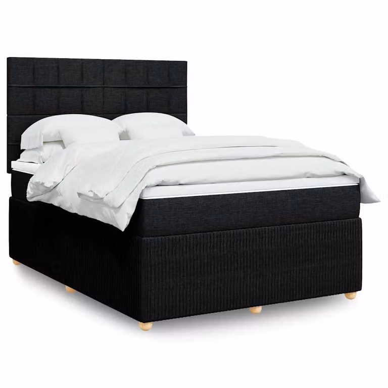 vidaXL Letto Ibrido con Materasso e Illuminazione Sotto il Letto, Colore Nero e Bianco, L/P: 140 x 200 cm
