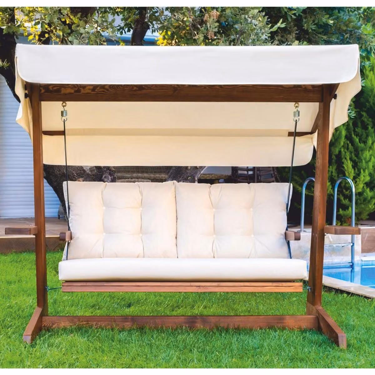 Casa Padrino Altalena Hollywood Beige / Marrone 220 cm - Altalena da giardino
