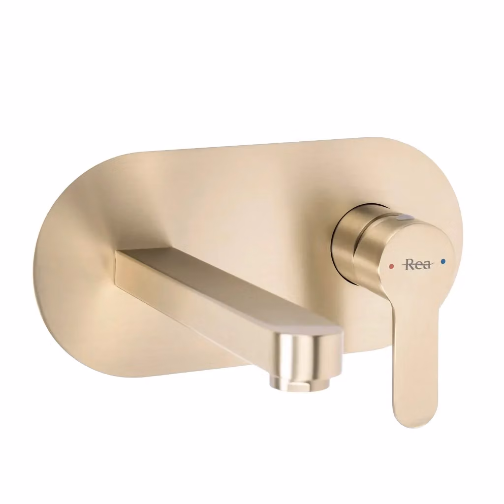 Rubinetto da parete incasso Rea Arcos con leva singola per lavabo in finitura Gold Brushed Brass – 2