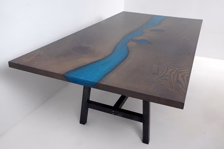 Epoxidharz Esstisch River Table Echtes Holz Massiv Tische 220x100 Flusstisch