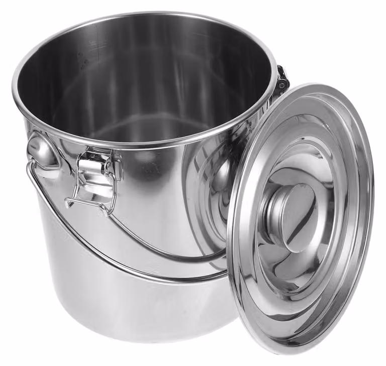Contenitore in acciaio inossidabile Elzusha, con coperchio, capacità 6 litri, ideale per alimenti e olio, impermeabile