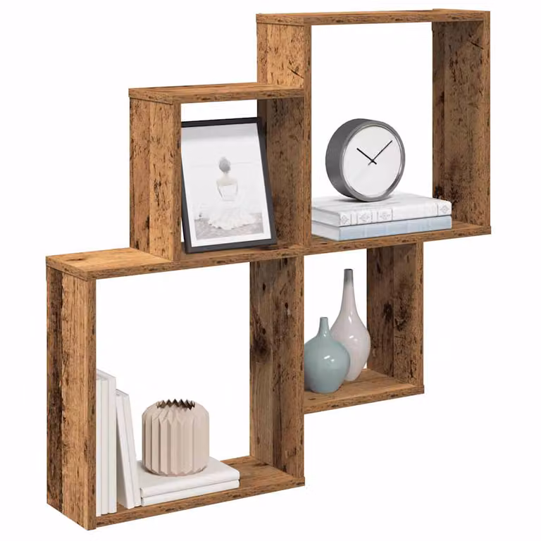 vidaXL Mensola da Parete in Legno Vecchio Marrone L: 80 cm, P: 15 cm, H: 78,5 cm