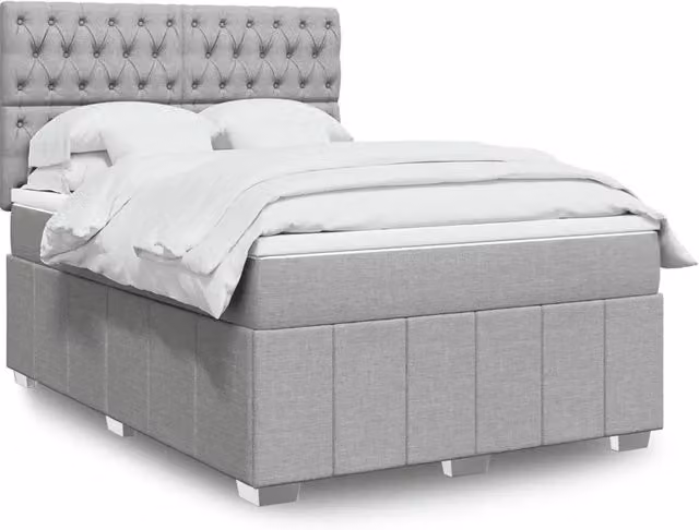 Giroletto a Molle con Materasso Grigio Chiaro 140x190cm Tessuto 3291670