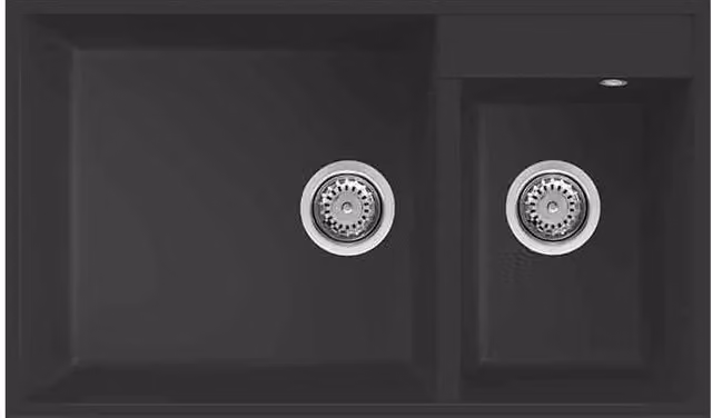 Lavello Elleci Incasso 2 vasche 78,5x47 Quadra 440 Sottotop Granitek Nero LGQ44040BSO
