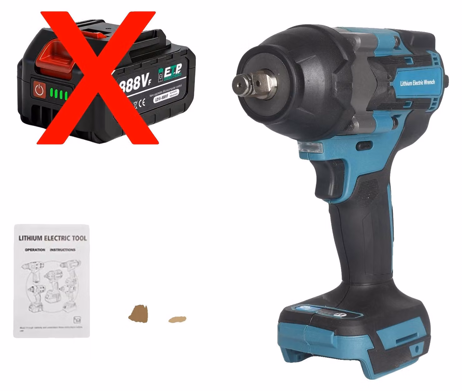 Avvitatore a impulsi, coppia di 1800 Nm, compatibile con batterie agli ioni di litio da 18V, prodotto senza batteria