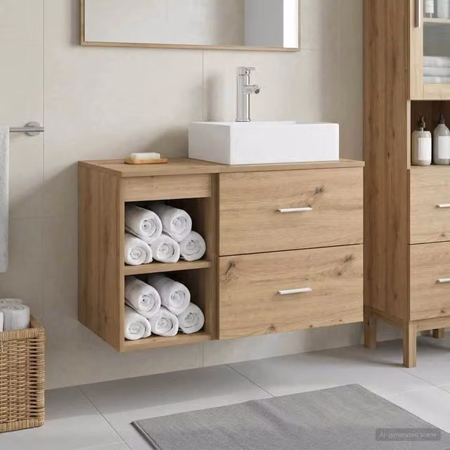 Set di mobili per il bagno 2 pz Rovere Artigianale 3403895