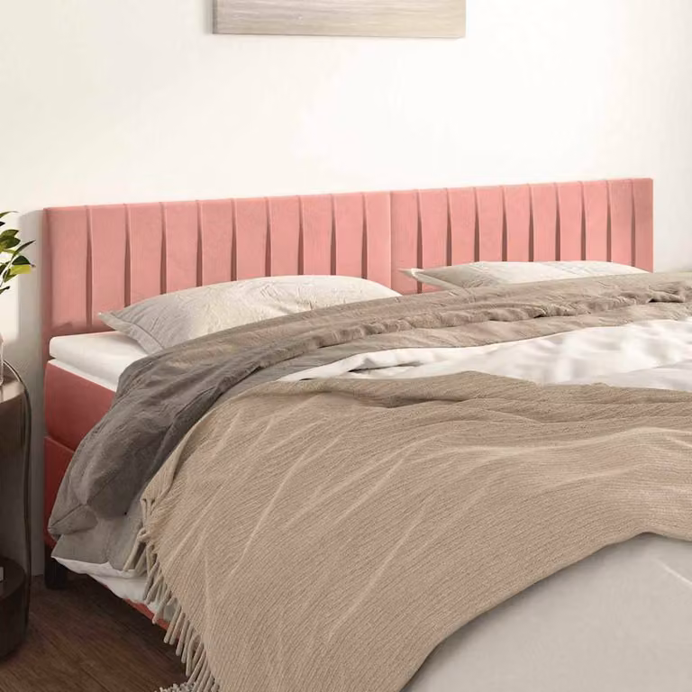 Testiera per letto vidaXL in velluto rosa con pannello imbottito, L: 160 cm, P: 5 cm, H: 78-88 cm
